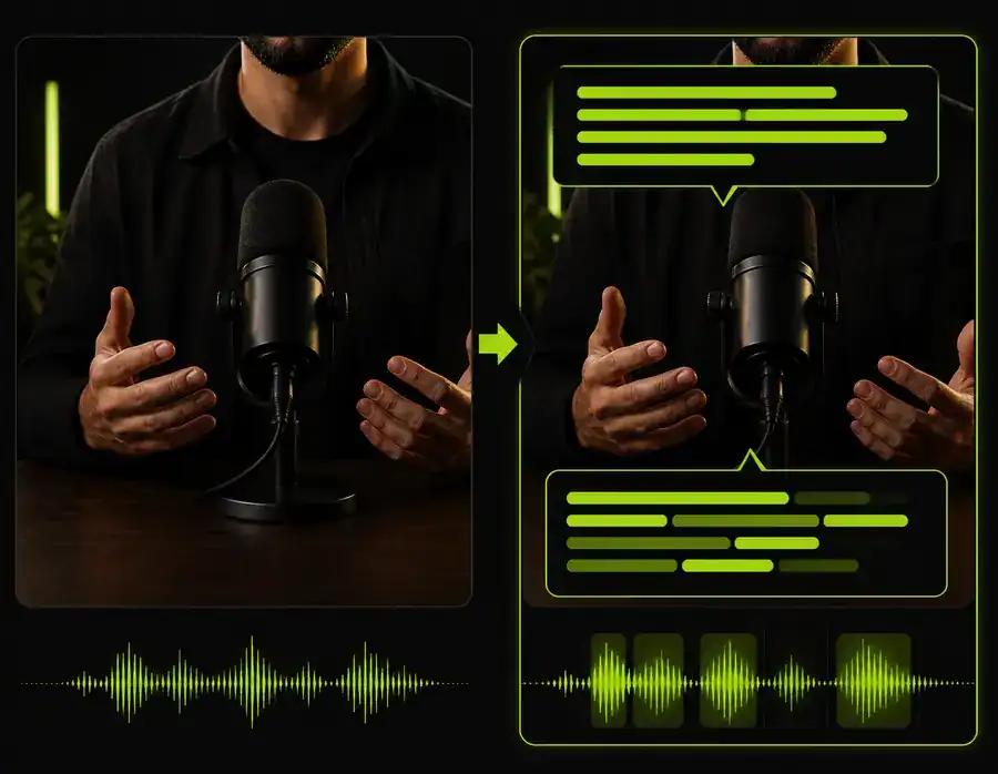 Video frame with styled captions ready for publishing
